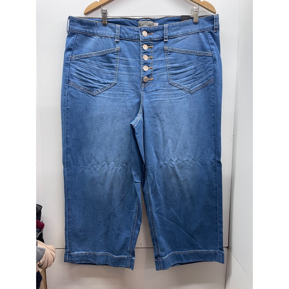 Torrid Wide Leg Crop Jeans Medium Wash Vintage Stretch High Rise 5-Button Fly 20